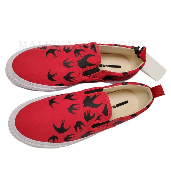 McQ ALEXANDER McQUEEN SNEAKERS SWALLOW LOW TOP RED / BLACK SHOES $235  IT 39 / 9 - Picture 4 of 13